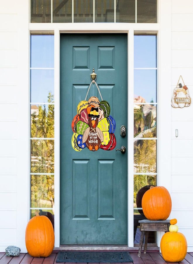 CYNOSA Thanksgiving Wreath for Front Door Turkey Door Hanger Gobble Gobble Sign Turkey Decor Thanksgiving Door Decorations - Image 5